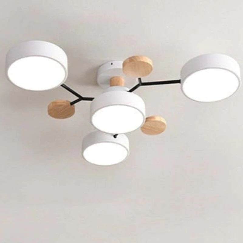Muto Plafondlamp Hout Modern Rond LED Wit Slaap-/Woonkamer