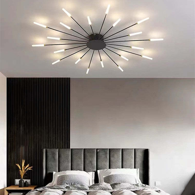 Wesley Flush-Mount Plafondlamp Vuurwerk, Zwart/Goud