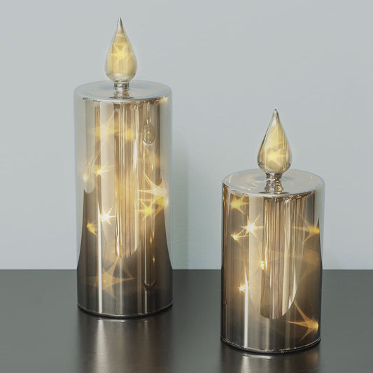 LED Rooky 2dlg. Glas Kaarsen Set