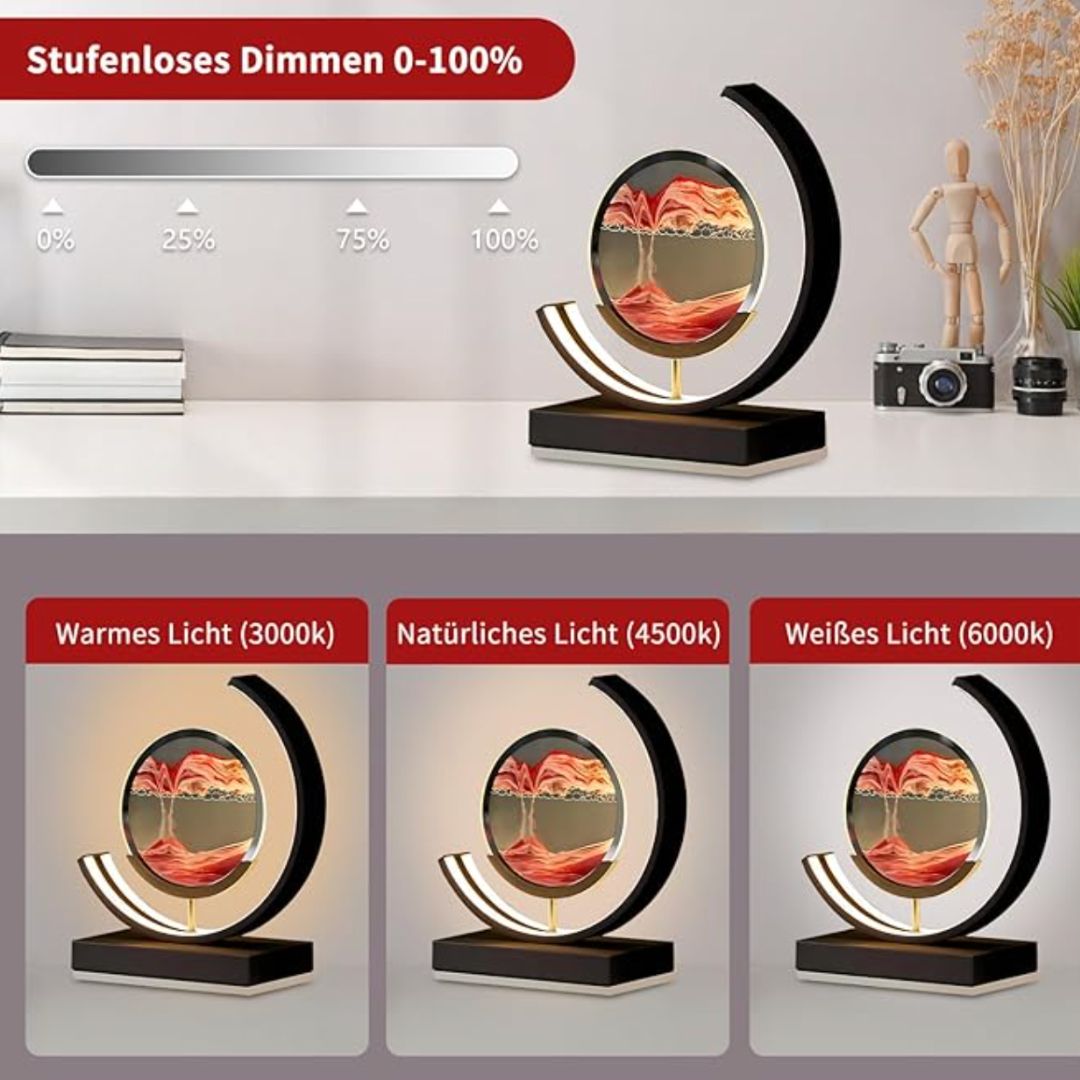 Deko LED Tafellamp | Moderne Designer Lamp | Zandbeeld om te Draaien | SandScape