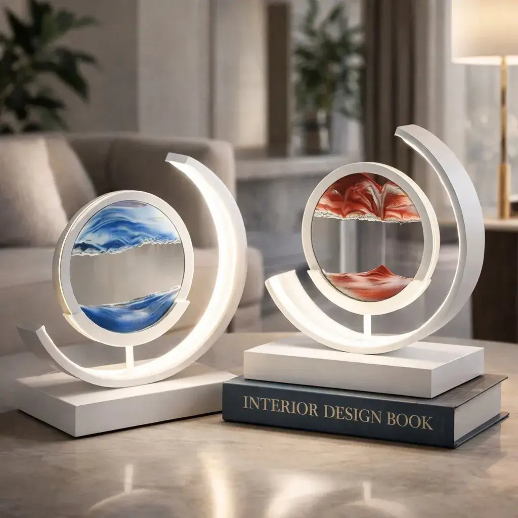 Deko LED Tafellamp | Moderne Designer Lamp | Zandbeeld om te Draaien | SandScape