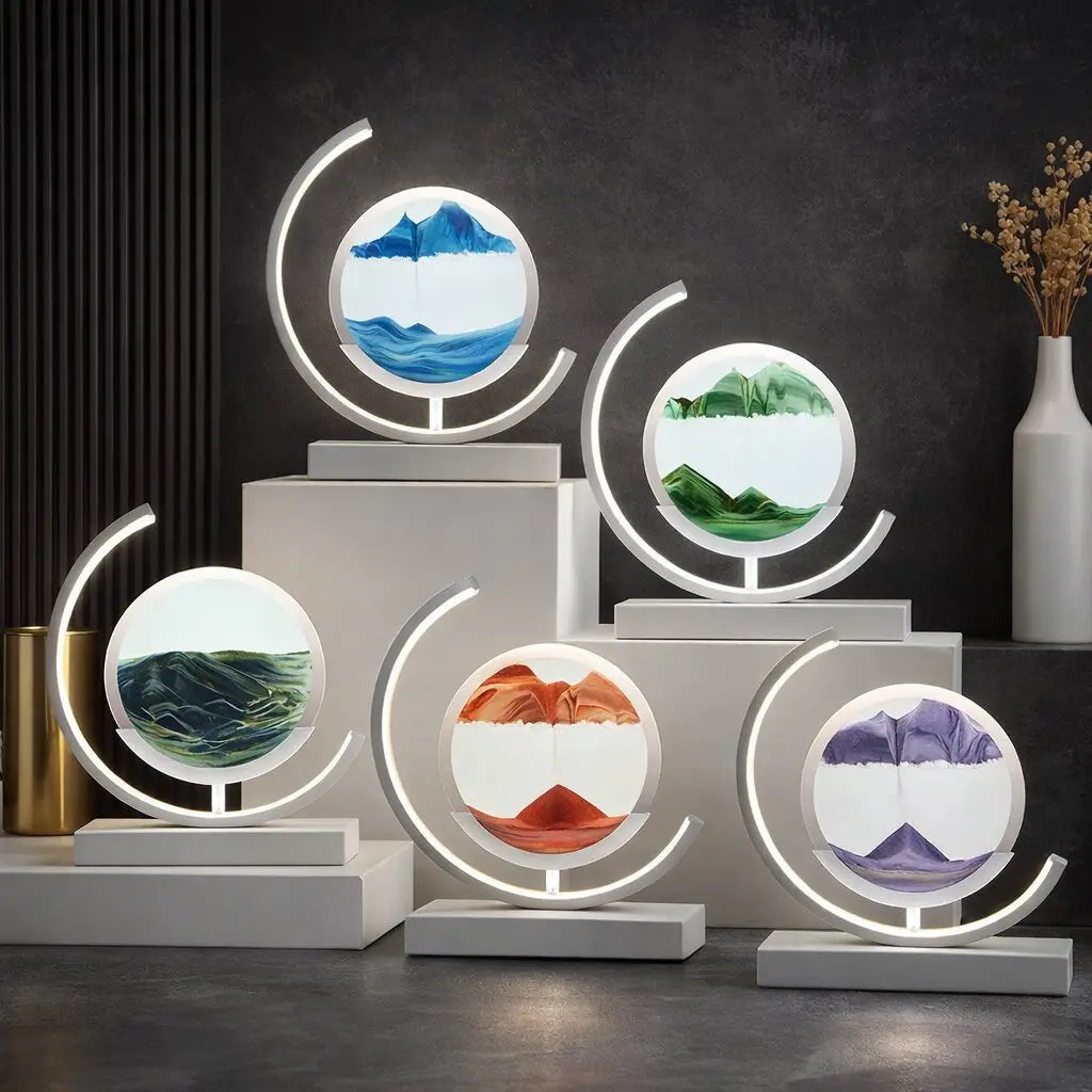 Deko LED Tafellamp | Moderne Designer Lamp | Zandbeeld om te Draaien | SandScape