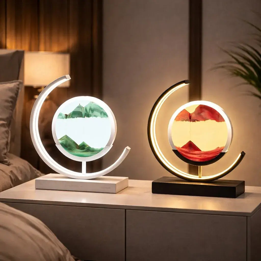 Deko LED Tafellamp | Moderne Designer Lamp | Zandbeeld om te Draaien | SandScape