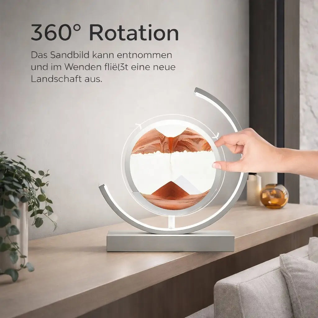 Deko LED Tafellamp | Moderne Designer Lamp | Zandbeeld om te Draaien | SandScape