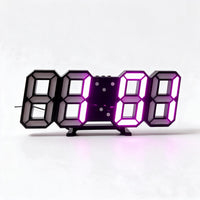 LED 3D Wand- en Tafelklok met Digitale Weergave, 7 Kleuren
