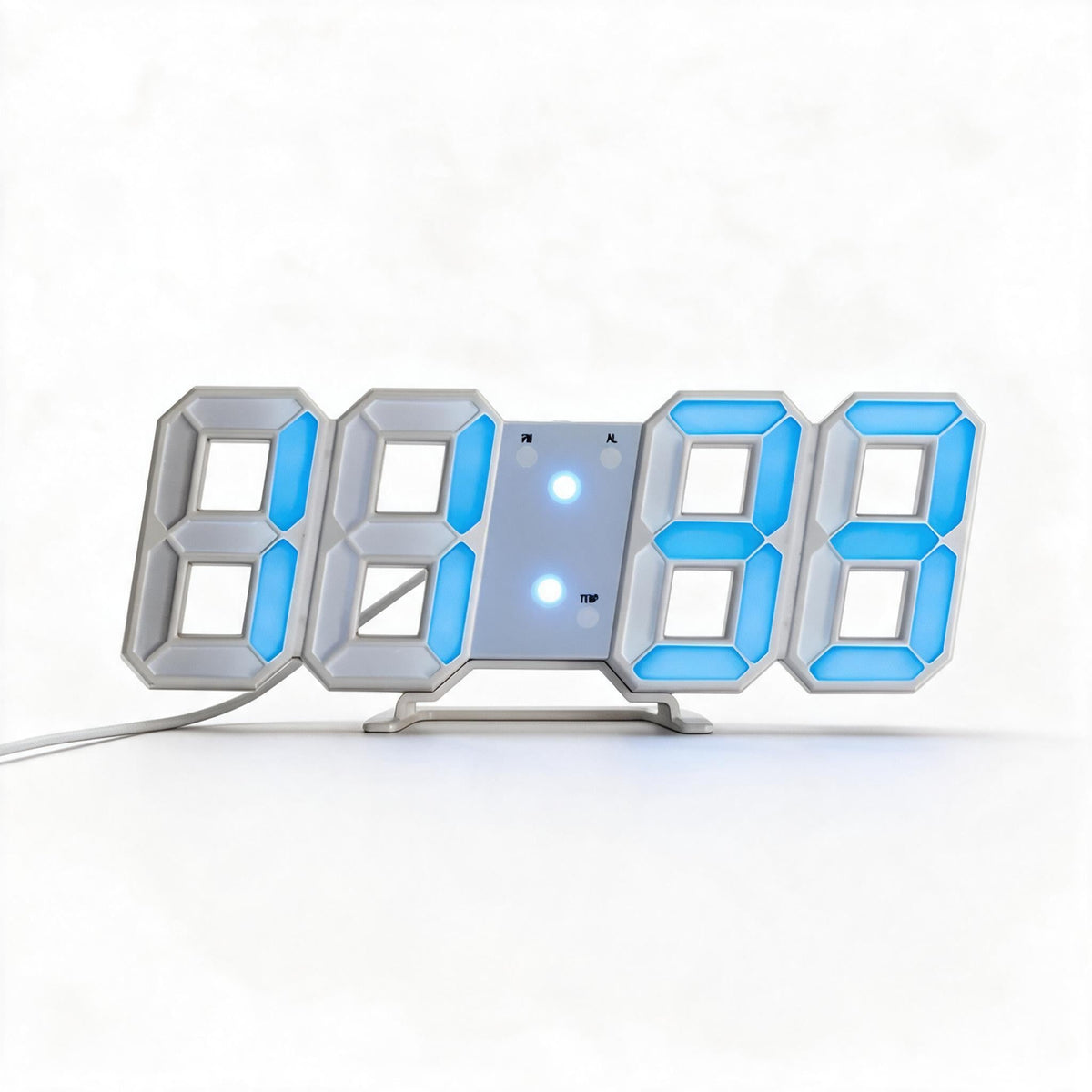 LED 3D Wand- en Tafelklok met Digitale Weergave, 7 Kleuren