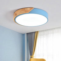 Minimalistische Ronde LED Plafondlamp met Houtdecor – Modern Design, Dimbaar