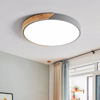 Minimalistische Ronde LED Plafondlamp met Houtdecor – Modern Design, Dimbaar