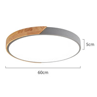 Minimalistische Ronde LED Plafondlamp met Houtdecor – Modern Design, Dimbaar