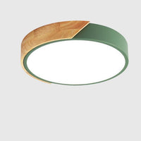 Minimalistische Ronde LED Plafondlamp met Houtdecor – Modern Design, Dimbaar