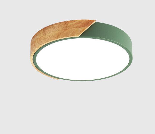 Minimalistische Ronde LED Plafondlamp met Houtdecor – Modern Design, Dimbaar