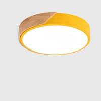 Minimalistische Ronde LED Plafondlamp met Houtdecor – Modern Design, Dimbaar