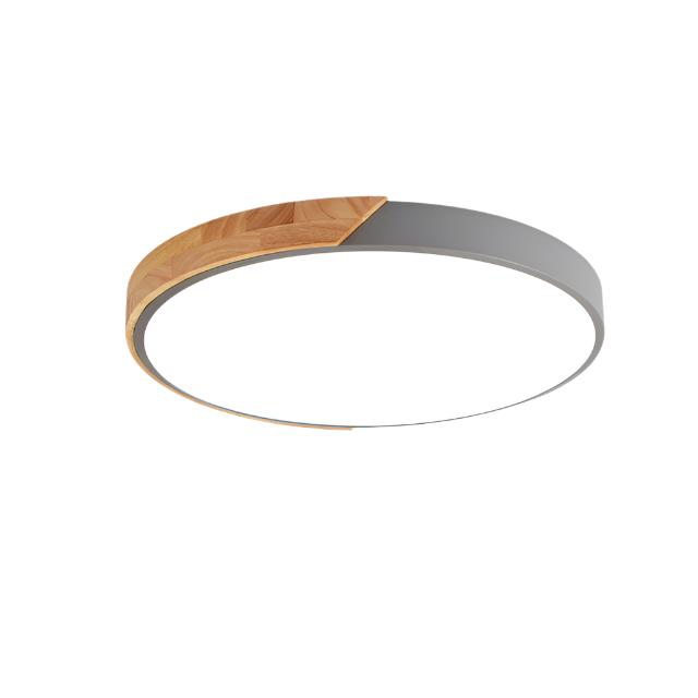 Minimalistische Ronde LED Plafondlamp met Houtdecor – Modern Design, Dimbaar