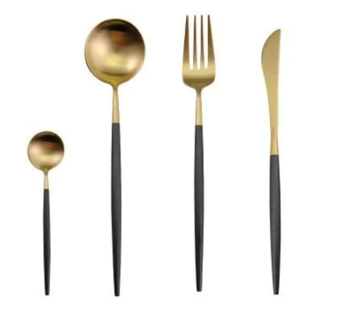 LUXUEUS RVS-24-DELIGEN GOUDE-ZILVER BESTECKSET
