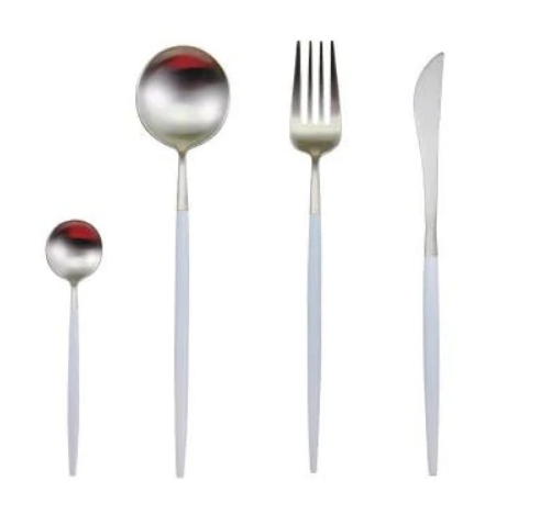 LUXUEUS RVS-24-DELIGEN GOUDE-ZILVER BESTECKSET