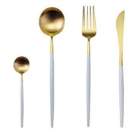 LUXUEUS RVS-24-DELIGEN GOUDE-ZILVER BESTECKSET