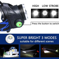 Hodelykt | Oplaadbare Waterdichte Zoom LED Hoofdlamp