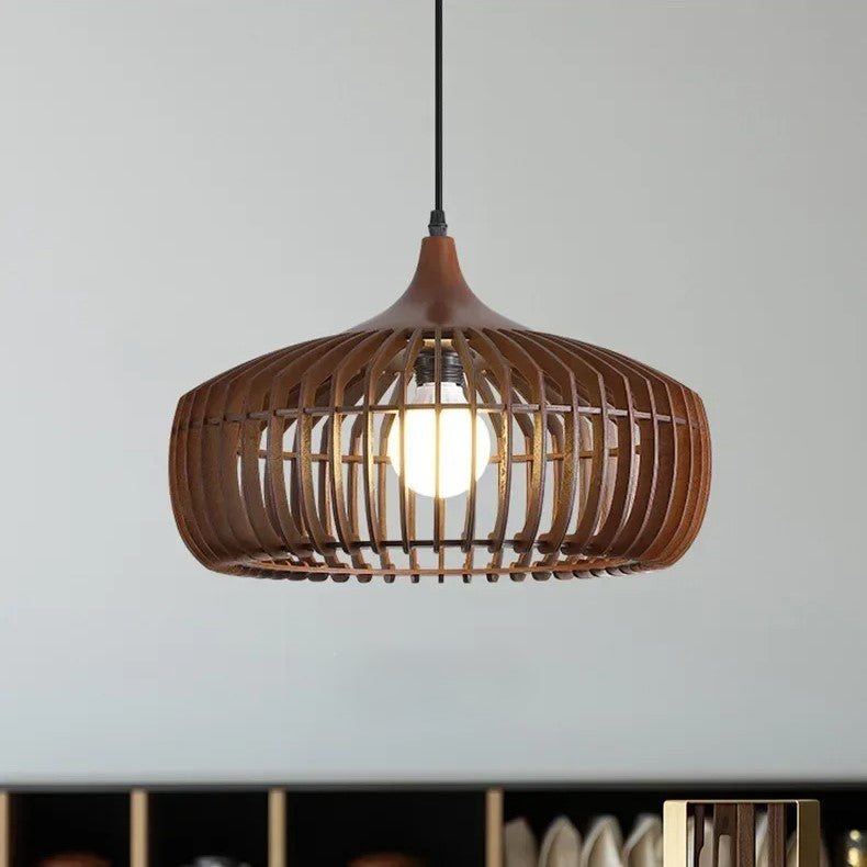 De Halo van Zen Japandi Houten Hanglamp
