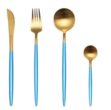 LUXUEUS RVS-24-DELIGEN GOUDE-ZILVER BESTECKSET