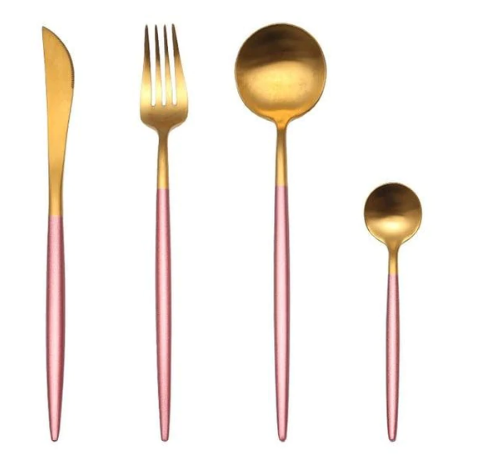 LUXUEUS RVS-24-DELIGEN GOUDE-ZILVER BESTECKSET