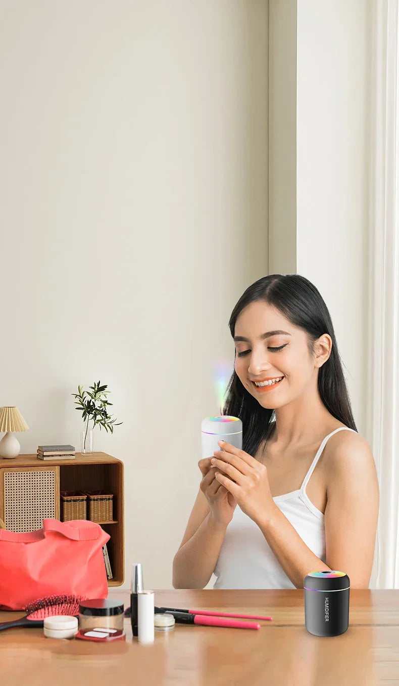 Brehn | MINI LUCHTBEVOCHTIGER MET AROMATHERAPIE - USB-AANGEDREVEN - PERFECT VOOR AUTO EN SLAAPKAMER