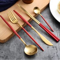 LUXUEUS RVS-24-DELIGEN GOUDE-ZILVER BESTECKSET