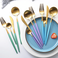 LUXUEUS RVS-24-DELIGEN GOUDE-ZILVER BESTECKSET