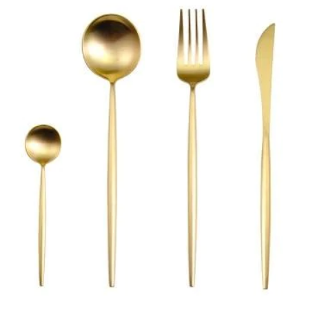 LUXUEUS RVS-24-DELIGEN GOUDE-ZILVER BESTECKSET