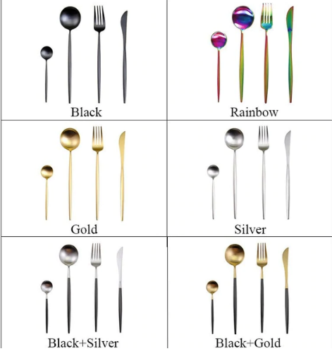 LUXUEUS RVS-24-DELIGEN GOUDE-ZILVER BESTECKSET