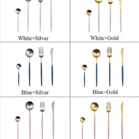LUXUEUS RVS-24-DELIGEN GOUDE-ZILVER BESTECKSET