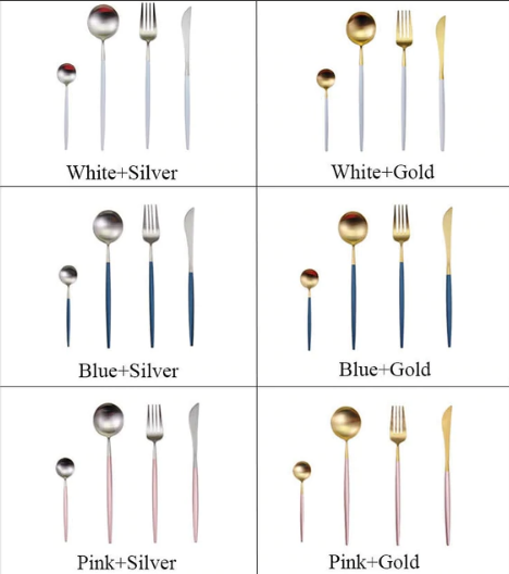 LUXUEUS RVS-24-DELIGEN GOUDE-ZILVER BESTECKSET