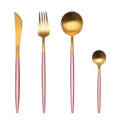 LUXUEUS RVS-24-DELIGEN GOUDE-ZILVER BESTECKSET