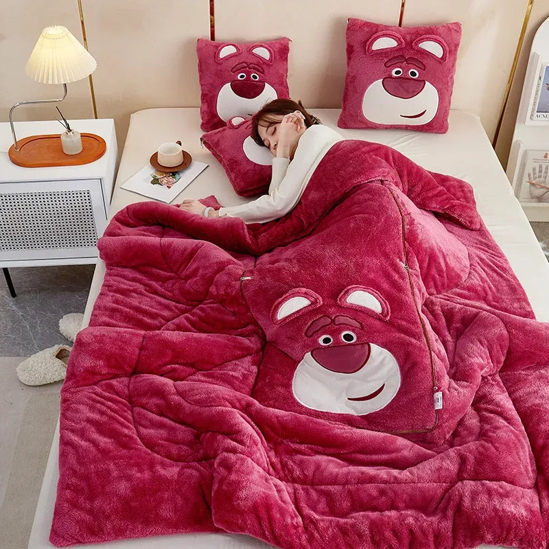 CozyNest – Deken met Kussen 2-in-1 Plucheontwerp – voor Thuis & Reizen