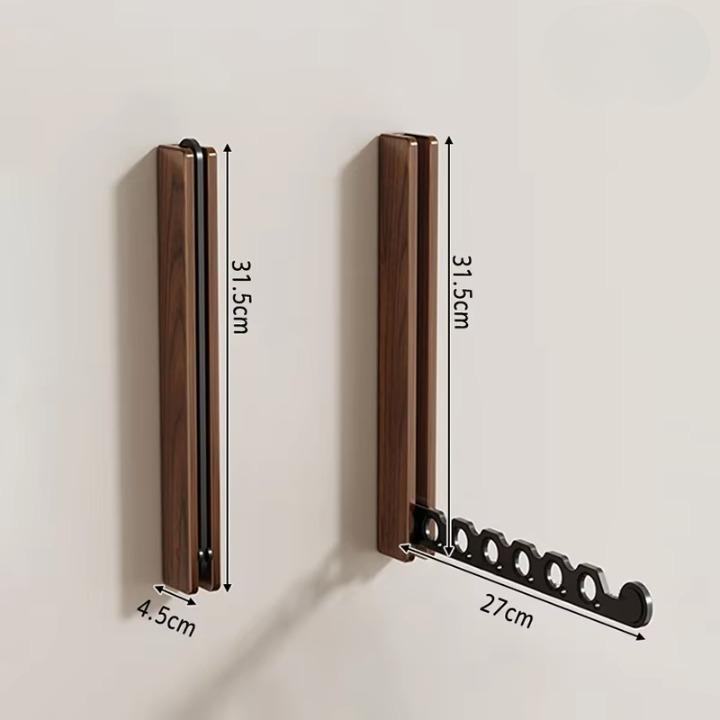 Opvouwbare houten kledinghanger voor aan de muur, ruimtebesparend wandontwerp