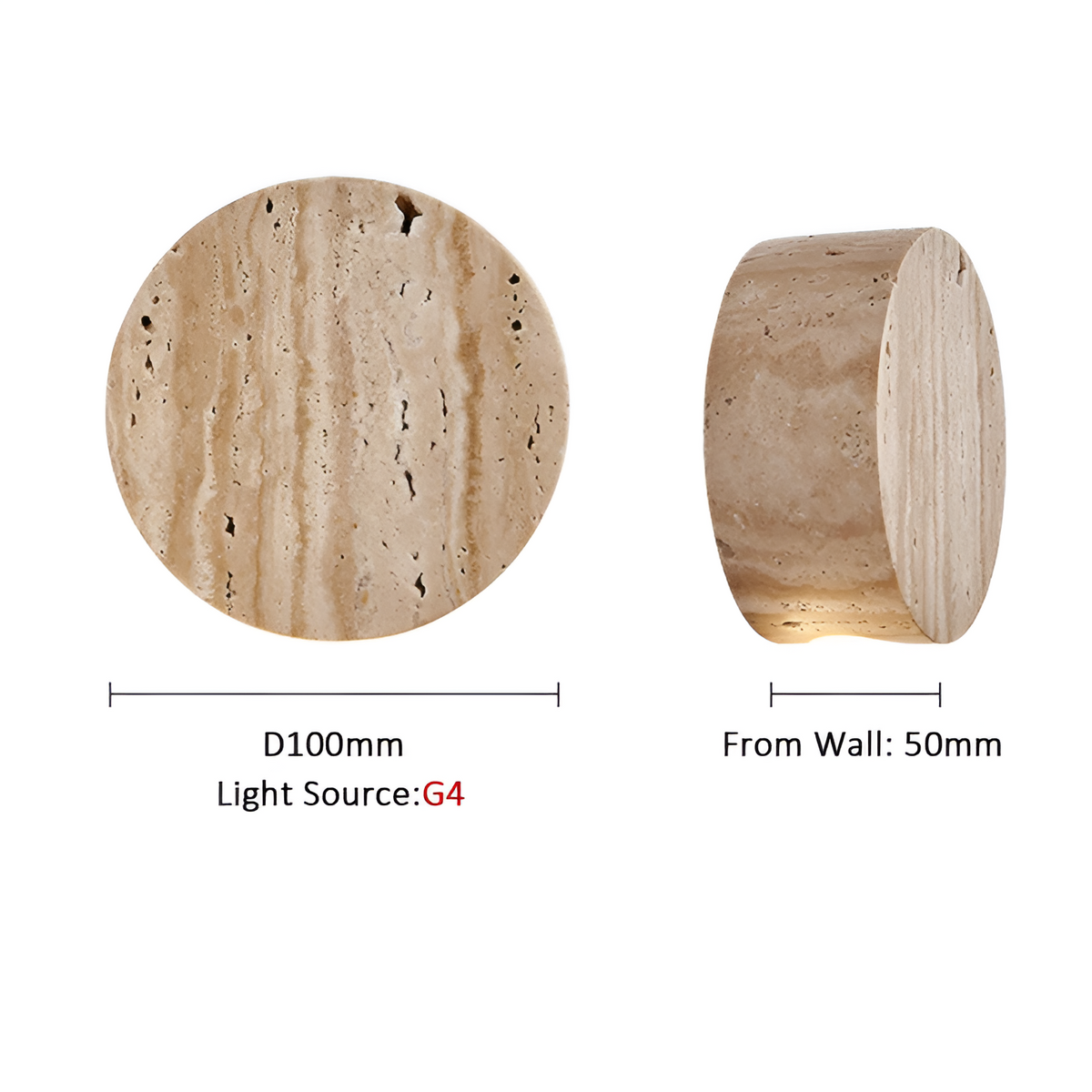 Japanse Wabi Sabi Natuurlijke Travertijn Steen Wandlamp