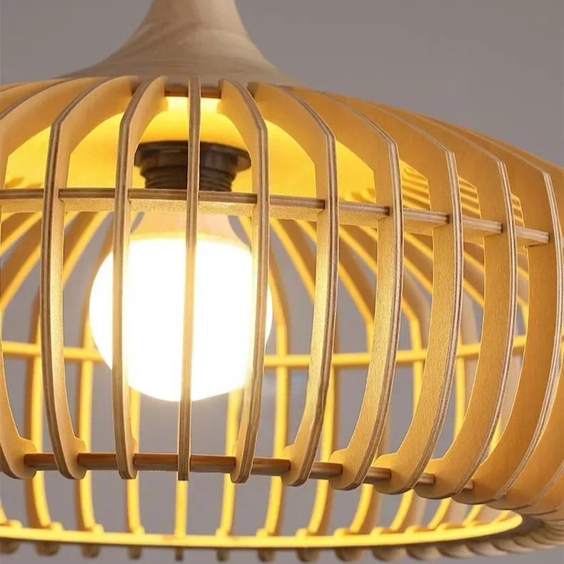 De Halo van Zen Japandi Houten Hanglamp