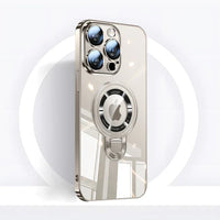 iPhone MagSafe Serie | Transparante elektroplattierte roterende standaard telefoonhoes