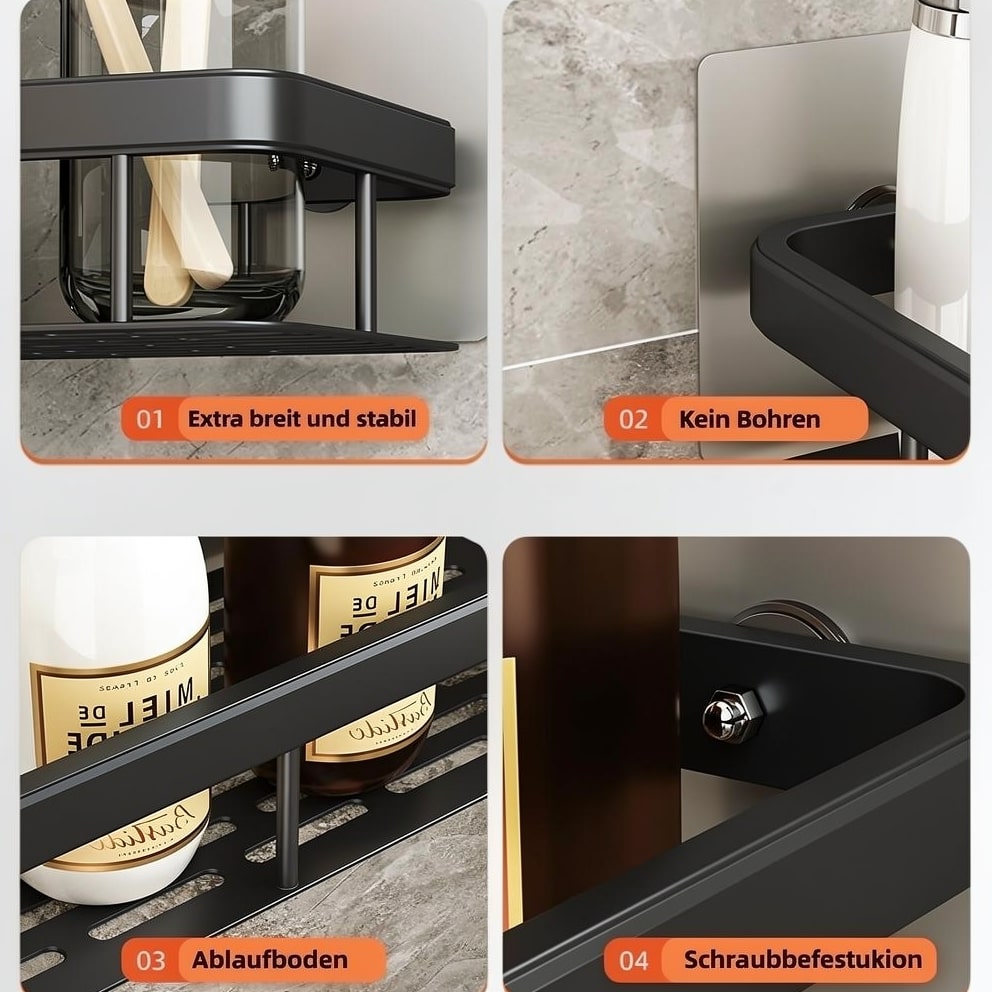 Doucheplank zonder boren | Doucherek | Shampoo houder voor douche | Ablux