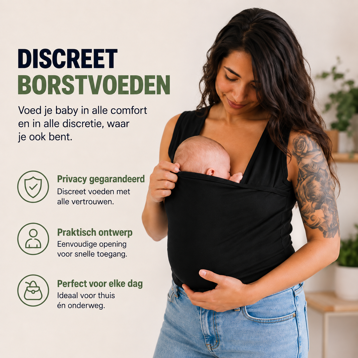 CarryMe Draag T-shirt voor Baby – Comfortabel T-shirt met Borstvoedingsfunctie