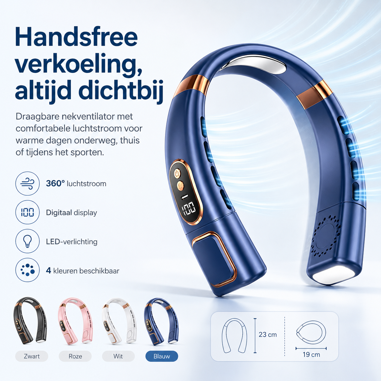 Froza – 360° Koelende Digitale Nekventilator