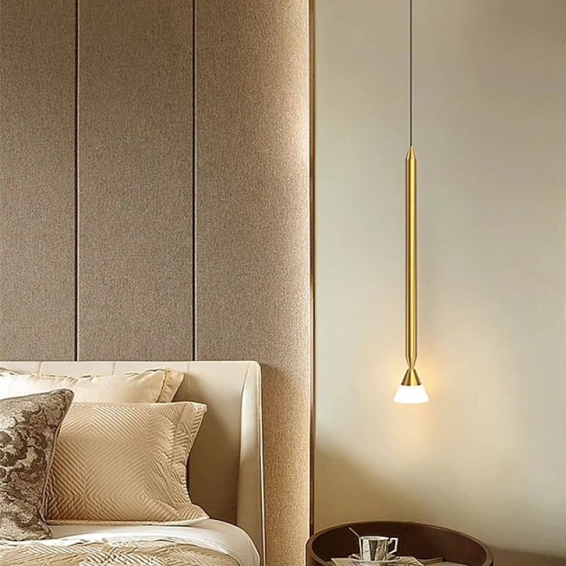 Auri Lineaire Metalen Hanglamp Nachtkastje, Zwart & Goud