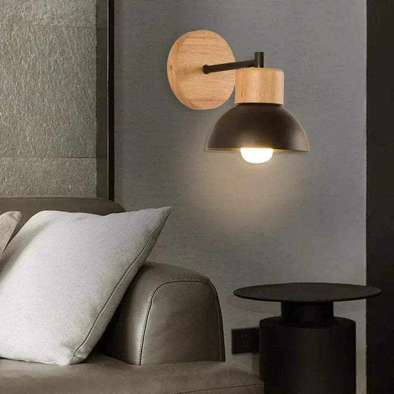 Noordse Hout IJzeren Schaduw Japandi Wandlamp