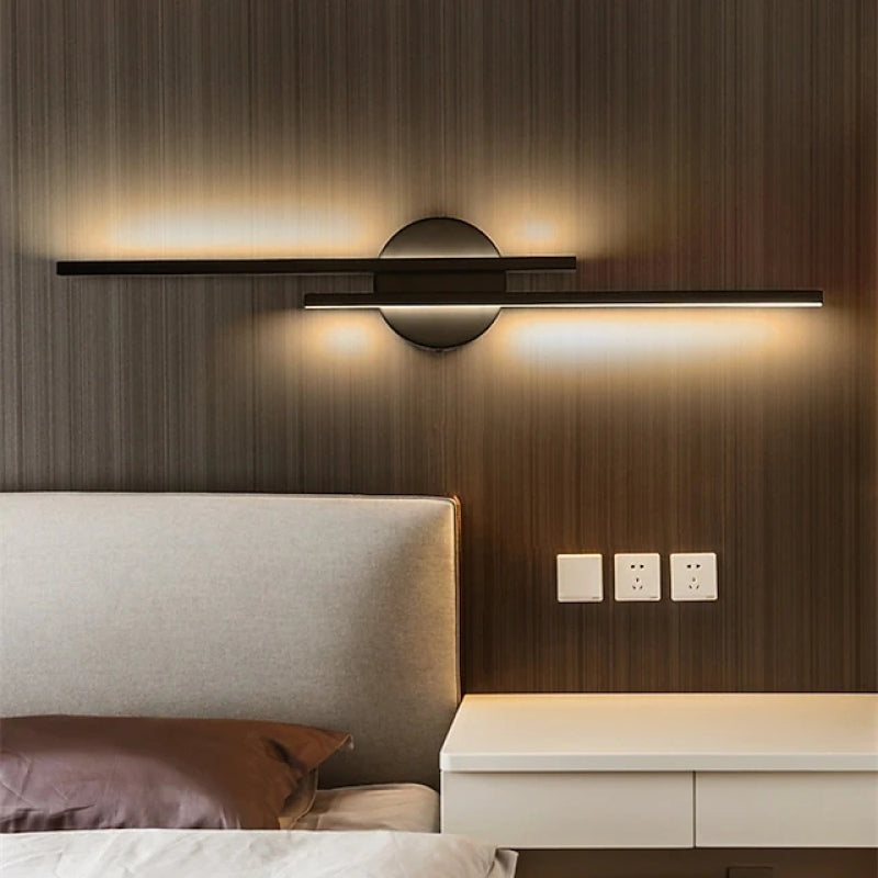 Elgo Moderne Nordic Schijf/Lineaire Metalen LED Wandlamp, Zwart/Wit