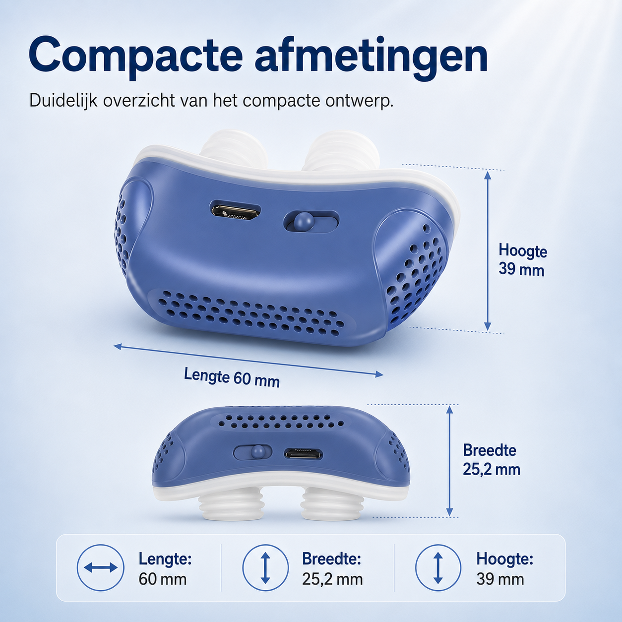 Micro CPAP slaapapneu apparaat voor op reis & anti-snurken - CPAP alternatief