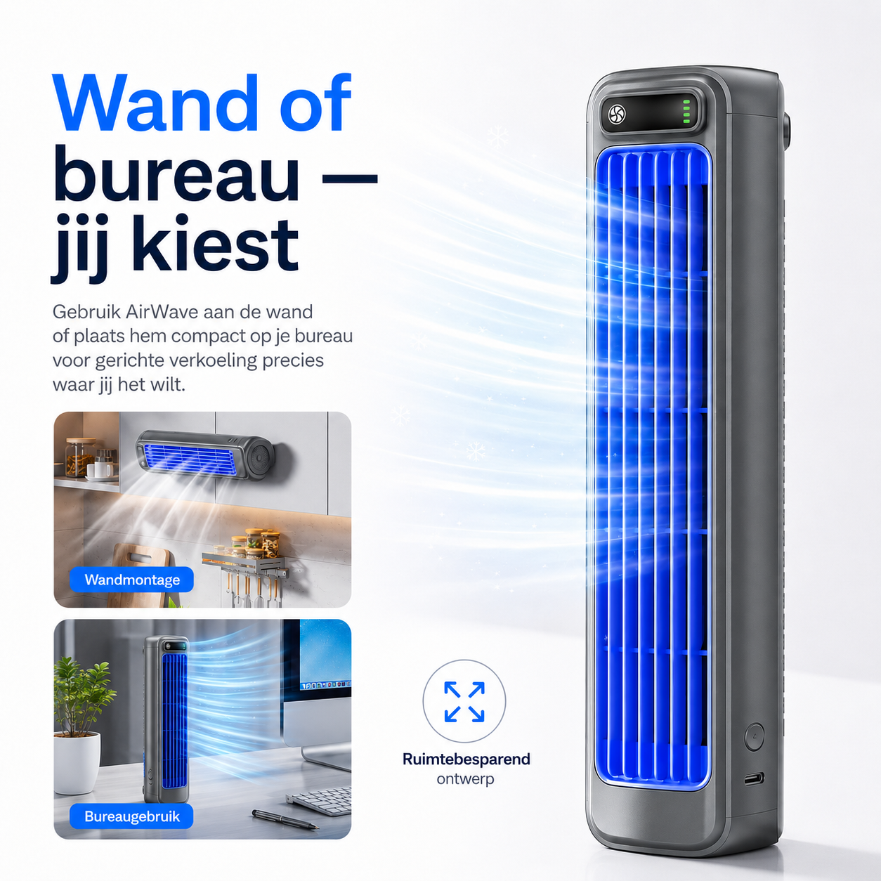 AirWave – Draagbare Oplaadbare Airconditioner met 12 Uur Batterijduur