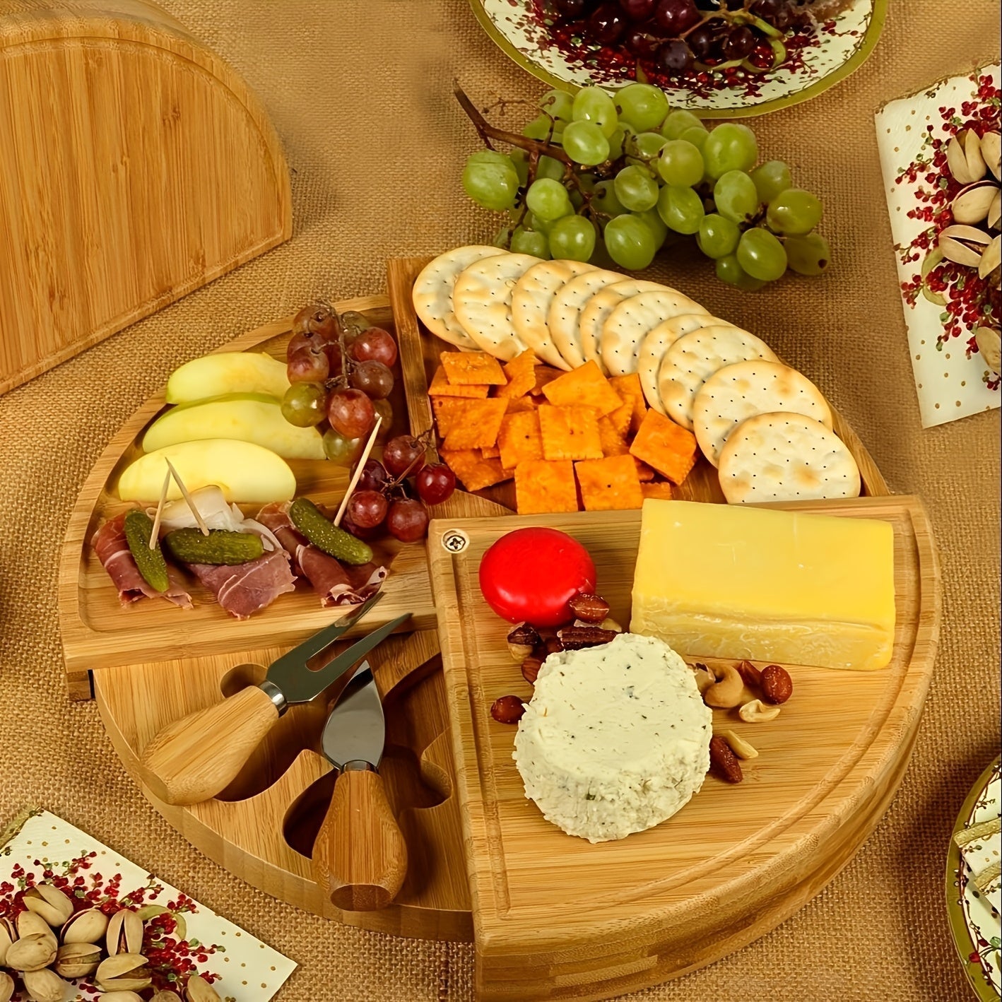 Bamboe Delights Kaas- en Snackplank Set – Origineel en Praktisch voor Gezellige Momenten