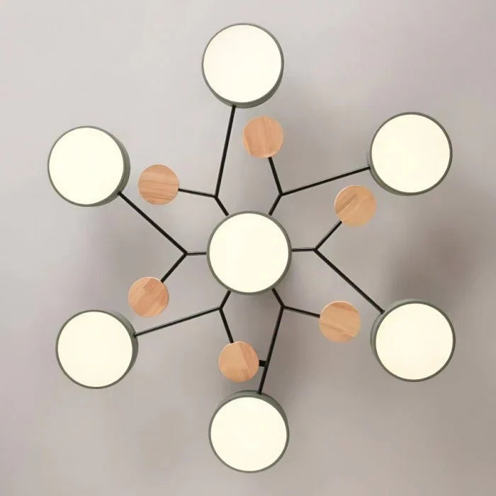 Moderne LED plafondlamp met meerdere armen – minimalistisch design met houten accenten