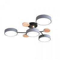 Moderne LED plafondlamp met meerdere armen – minimalistisch design met houten accenten