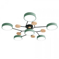 Moderne LED plafondlamp met meerdere armen – minimalistisch design met houten accenten