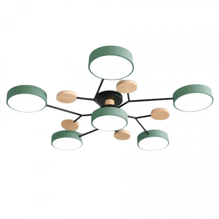 Moderne LED plafondlamp met meerdere armen – minimalistisch design met houten accenten